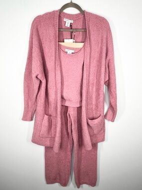 NWT Sincerely Jules 3 Piece Lounge Set Cardigan Tank Pants Cuddle Fabric Small